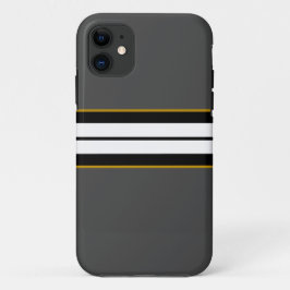 洗練された白黒ストライプレーシングのダークグレー iPhone 11 ケース