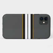 洗練された白黒ストライプレーシングのダークグレー Case-Mate iPhoneケース (裏面(横))