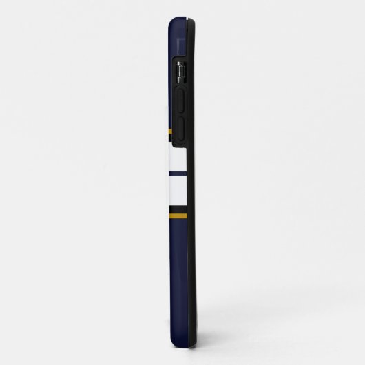 洗練された白黒ストライプレースの海軍 Case-Mate iPhoneケース (裏面/左)