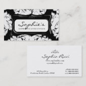 洗練された白黒ダマスク織 名刺 (正面/裏面)