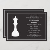 洗練された白黒チェスピース誕生日 招待状 (正面/裏面)