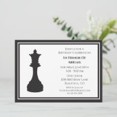 洗練された白黒チェスピース誕生日 招待状 (スタンド正面)