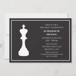 洗練された白黒チェスピース誕生日 招待状