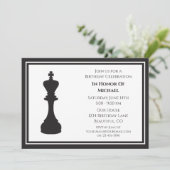 洗練された白黒チェスピース誕生日 招待状 (スタンド正面)