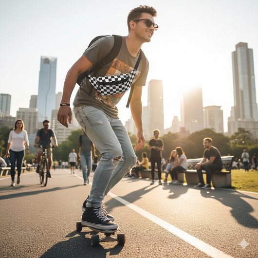 洗練された白黒パター市松模様にン ファニーパック