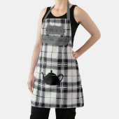 洗練された白黒プレイドとティーポットのモチーフ エプロン (インサイチュ)