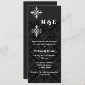 洗練された白黒婚約パーティ 招待状 (正面/裏面)