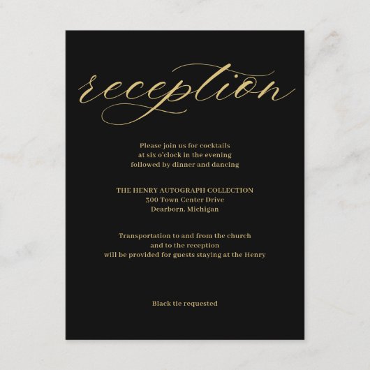 洗練された白黒披露宴カード エンクロージャーカード (正面)