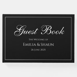 洗練された白黒結婚のゲストブック ゲストブック