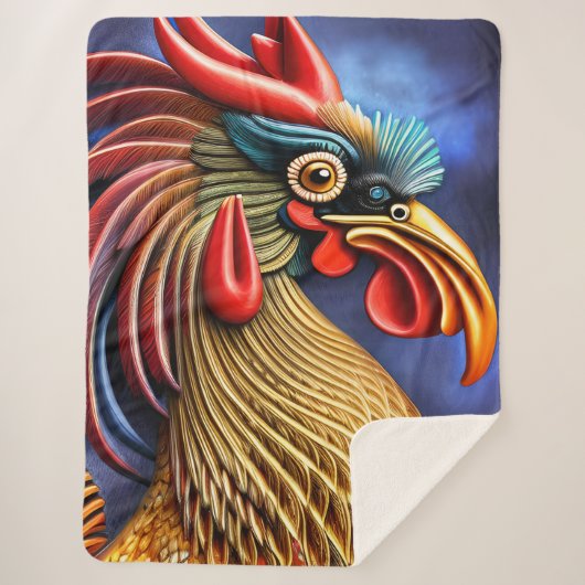 洗練された目を引くブルーゴールデンモダン シェルパブランケット (正面)