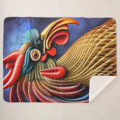 洗練された目を引くブルーゴールデンモダン シェルパブランケット (正面(横))