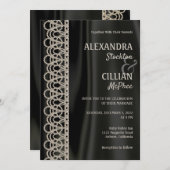 洗練された真珠とサテン結婚式招待状 招待状 (正面/裏面)