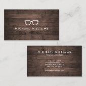 洗練された素朴眼鏡のロゴ茶色の木材 名刺 (正面/裏面)