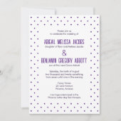 洗練された紫と白のポルカドット披露宴 招待状 (正面)