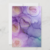 洗練された紫の金ゴールド結婚フローラ 招待状 (裏面)