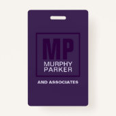 洗練された紫色の正方形モノグラムのロゴ写真Ba バッジ (裏面)