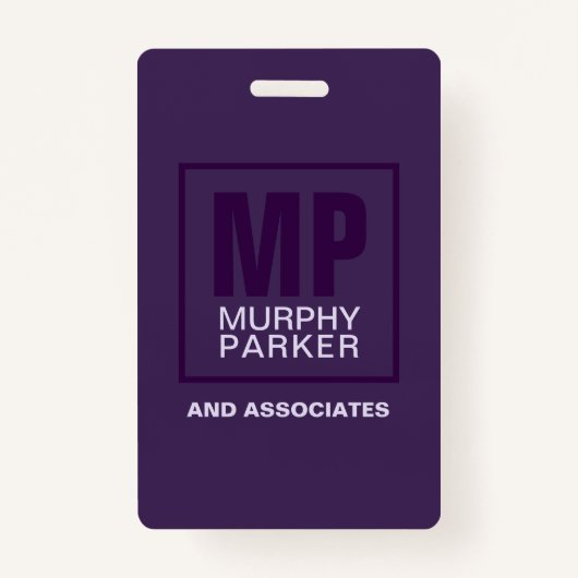 洗練された紫色の正方形モノグラムのロゴ写真Ba バッジ (裏面)