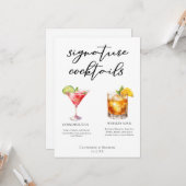 洗練された結婚シグネチャーカクテルカード カード (正面/裏面インサイチュ)
