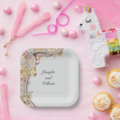 洗練された結婚フローラのパーソナライズ名 ペーパープレート (パーティー)