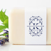 洗練された結婚モノグラムオーナメントイニシャル ラバースタンプ