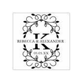 洗練された結婚モノグラムオーナメントイニシャル ラバースタンプ (インプリント)