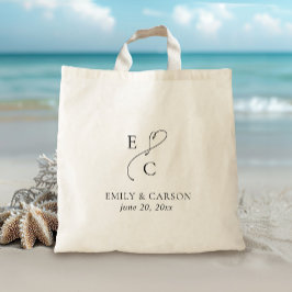 洗練された結婚式のモノグラム　ミニマル　シンプル　エレガント　ブラック トートバッグ