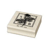 洗練された結婚花のイニシャルと日付 ラバースタンプ (スタンプ)