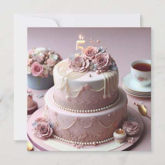 洗練された結婚5周年記念 招待状 (正面)