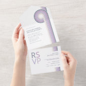 洗練された線ジオメト結婚リのバイオレットID983 オールインワン招待状 (貼ってはがせる)