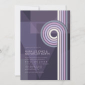 洗練された線ジオメト結婚リのバイオレットID983 招待状 (正面)
