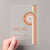 洗練された線ジオメト結婚リカルTerra Cotta ID983 アクリル招待状 (インサイチュ (ポータブル))