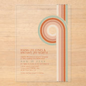 洗練された線ジオメト結婚リカルTerra Cotta ID983 アクリル招待状 (正面)