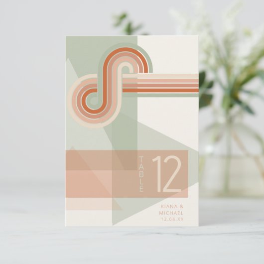 洗練された線ジオメト結婚リカルTerra Cotta ID983 招待状 (スタンド正面)