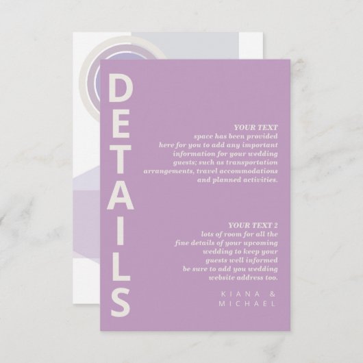 洗練された線分ジオメトリ詳細バイオレットID983 エンクロージャーカード (正面/裏面)