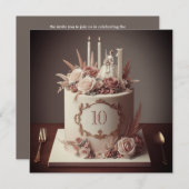 洗練された編集可能結婚なアニバーサリーケーキ 招待状 (正面/裏面)