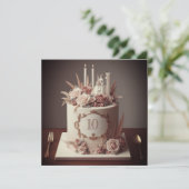 洗練された編集可能結婚なアニバーサリーケーキ 招待状 (スタンド正面)