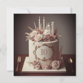 洗練された編集可能結婚なアニバーサリーケーキ 招待状