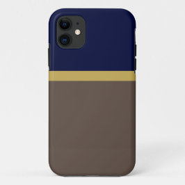 洗練された縞模様ブラウン深いネイビーブルーカラーブロック iPhone 11 ケース