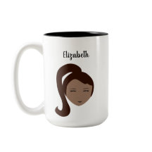 洗練された肖像画: カスタマイズ可能なブルネットの少女イラスト