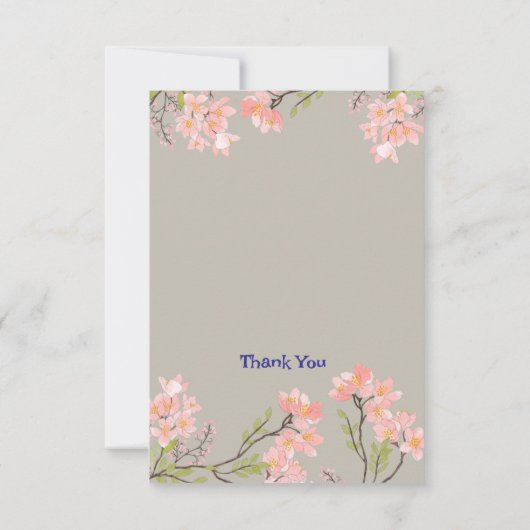 洗練された花柄の感謝カード(オーダーメイド) サンキューカード (裏面)