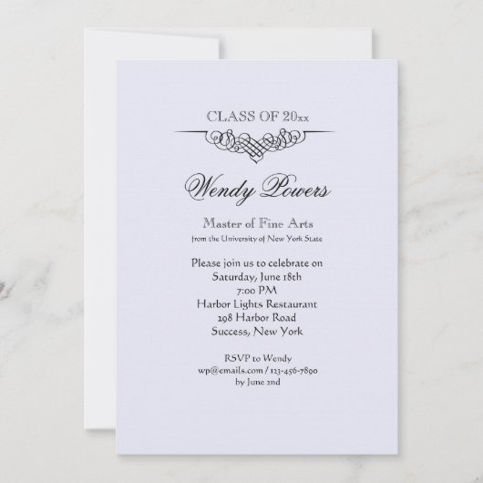 洗練された華やかな卒業招待状 招待状 (正面)