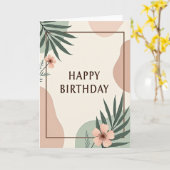 洗練された葉の誕生日カード カード (黄色い花)