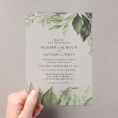 洗練された葉ユーカリプモダン結婚スの アクリル招待状 (インサイチュ (ポータブル))