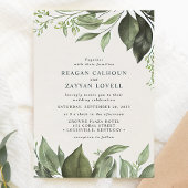 洗練された葉ユーカリプモダン結婚スの 招待状