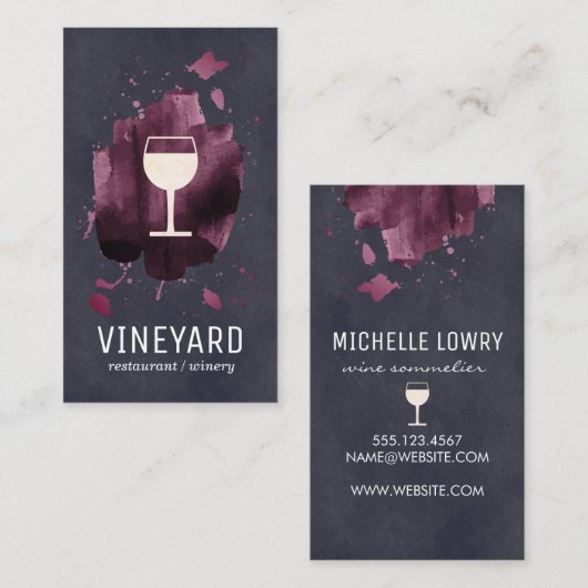 洗練された表現豊かなワイングラス 名刺 (正面/裏面)