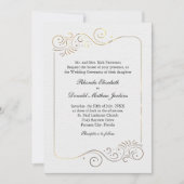 洗練された豪華なゴールドの装飾 ウェディング 招待状 (正面)