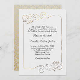 洗練された豪華な金ゴールド結婚フローリッシュ 招待状