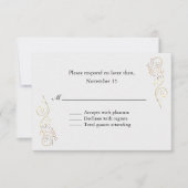 洗練された豪華な金ゴールド花盛り結婚式RSVP 出欠カード (正面)