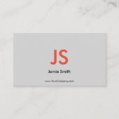 洗練された赤いイニシャルQRコードブラック&グレー 名刺 (正面)