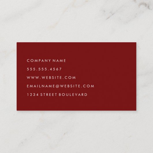 洗練された赤い筆記体の文字 名刺 (裏面)